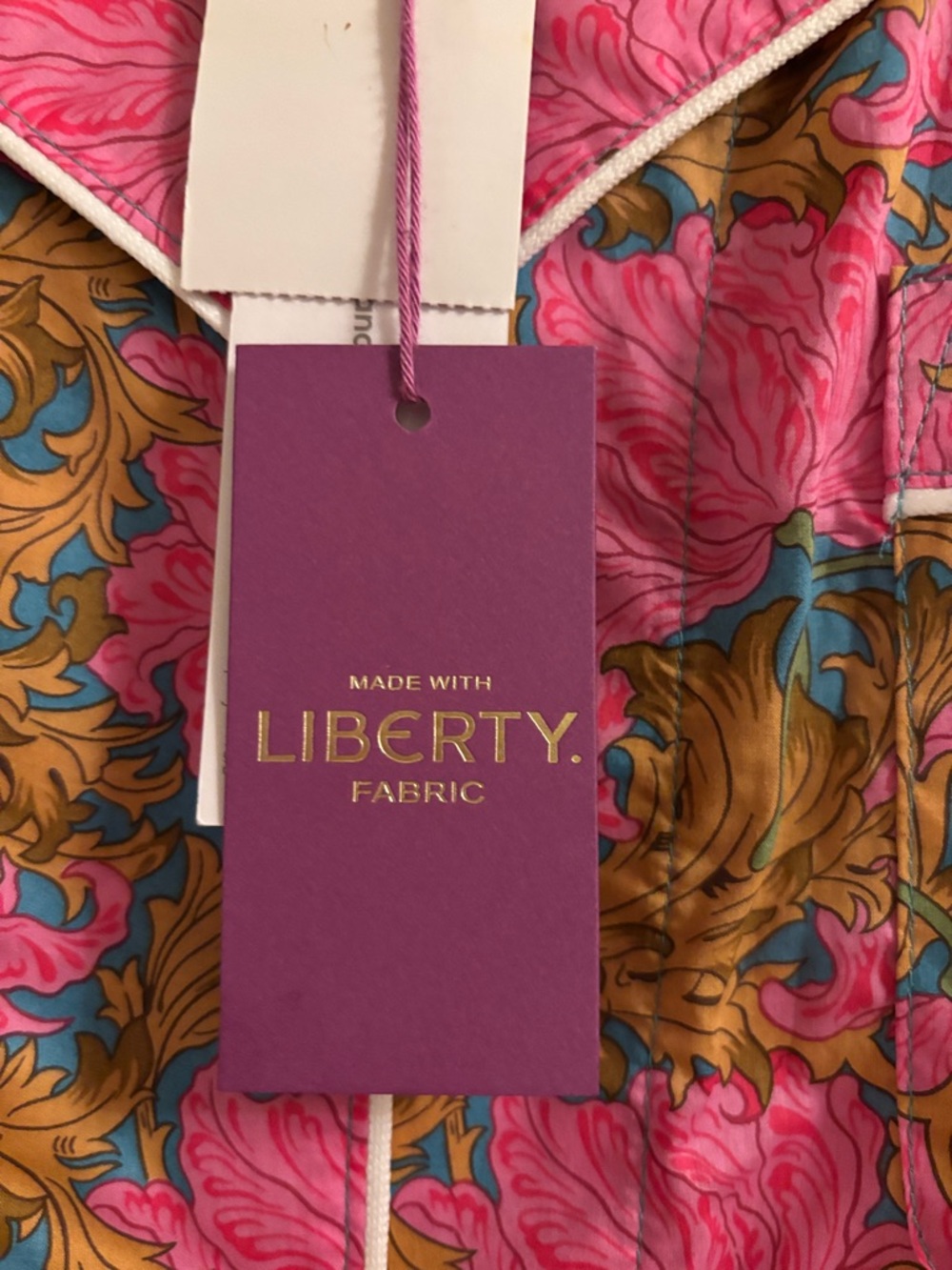 BedHead Pink & Gold Floral Short-Sleeve Pajama set with White Piping - Picture 4 of 6